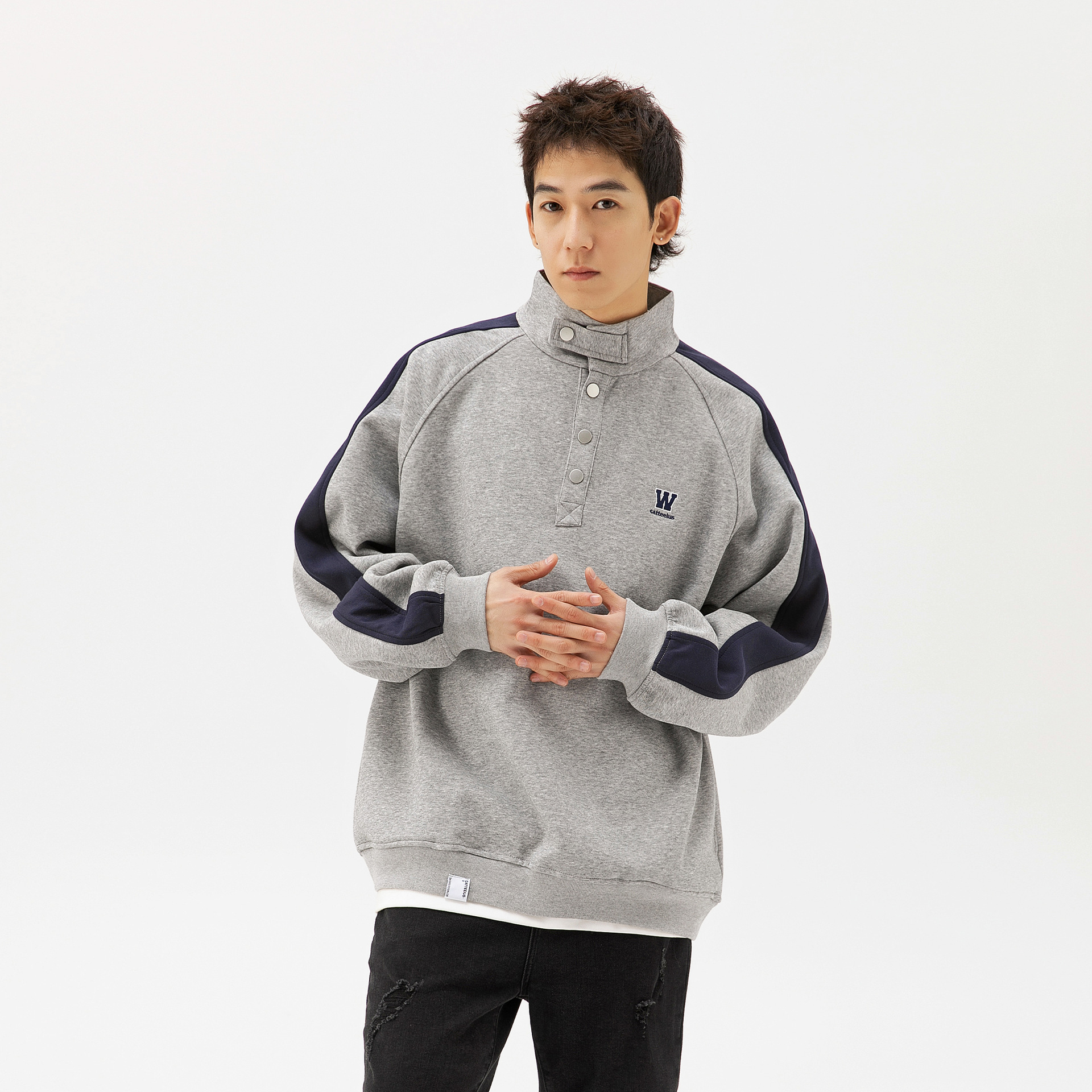 CATTE otoño nuevos hombres de manga larga de solapa Camiseta de algodón de los hombres japoneses