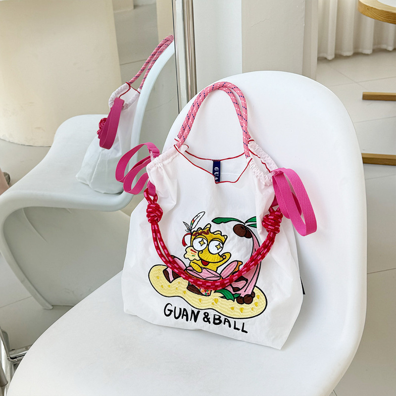 オリジナルの脇下バッグ環境保護ショッピングバッグ絶妙な刺繍防水ナイロンショッピングバッグ手提げレディースショルダーバッグ|undefined