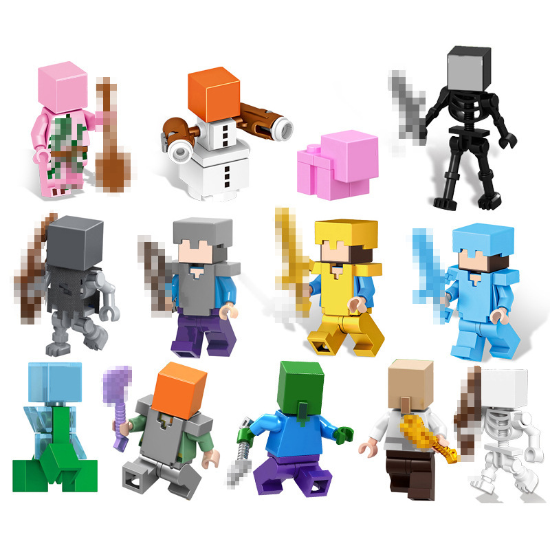 1575 1573 B016 World History Mini Figure Skeleton Villager Building Blocks Weapon Assembly Toy Doll B025