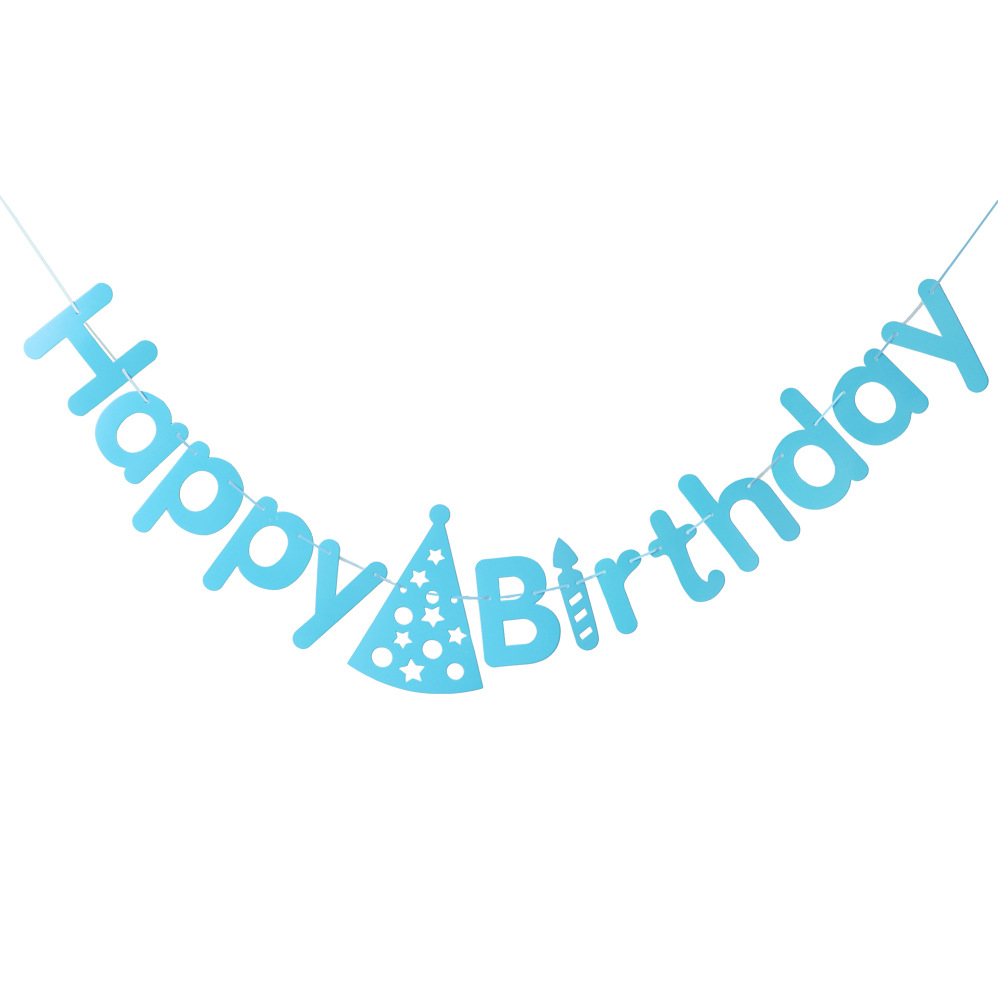 蓝色帽子生日拉旗