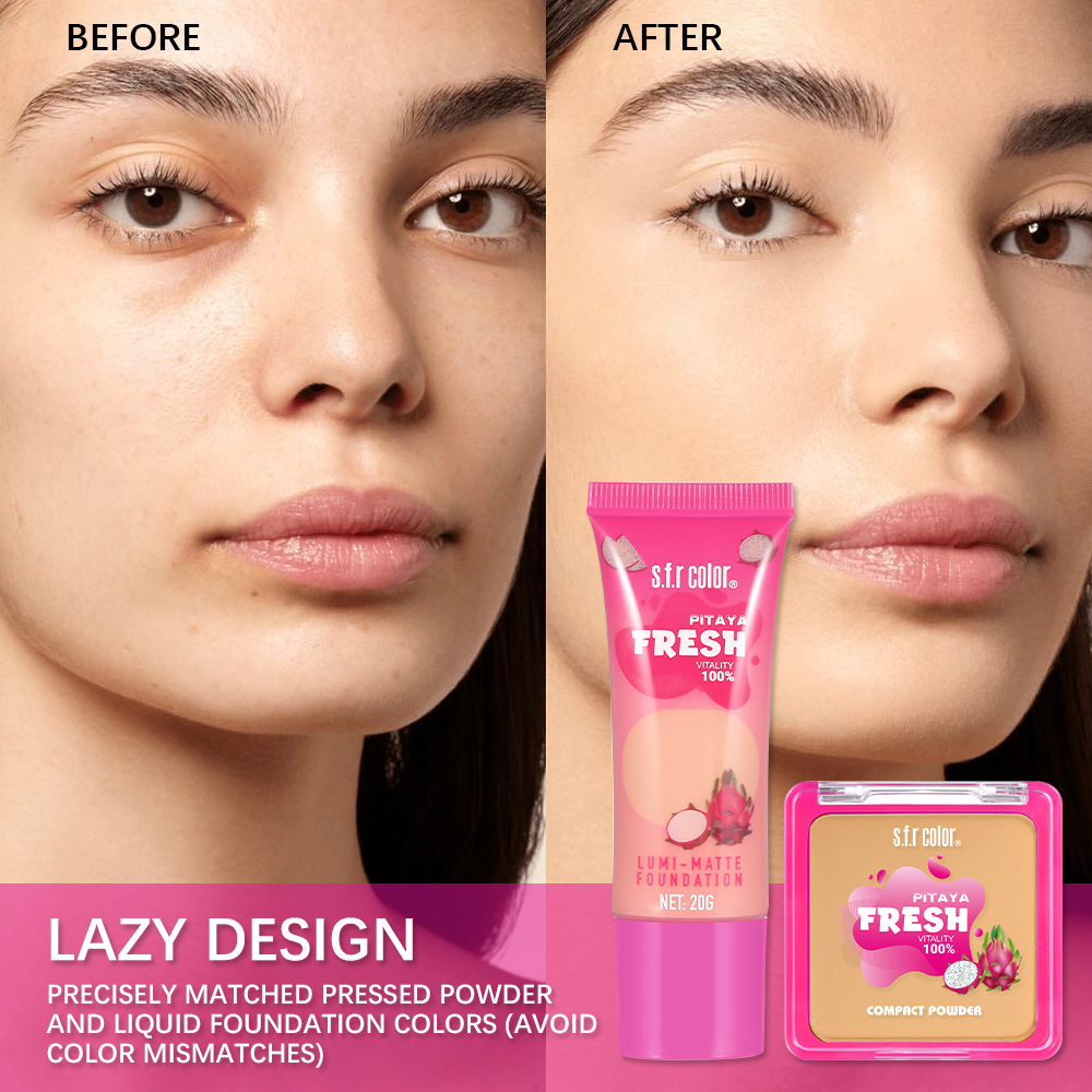 s.f.r color transfronterizo exclusivo para el maquillaje de color concelador de control de aceite de fondo líquido duradero polvo 2 en 1 conjunto de base de maquillaje