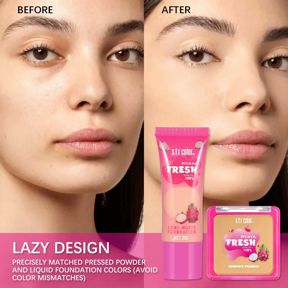 s.f.r color 跨境专供彩妆遮瑕控油持久粉底液粉饼二合一底妆套装