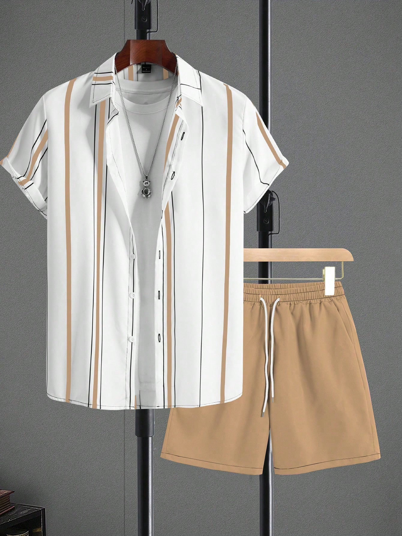 Herren Freizeithemd Und Shorts Set Im Hawaiian Look Sommer Outfit_voghion.com