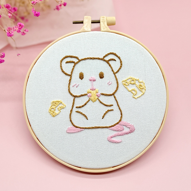 Lindo conejo bordado DIY colgando pintura de los niños Lu bordado puntada primaria práctica punto cruz dibujos animados pequeños adornos de animales