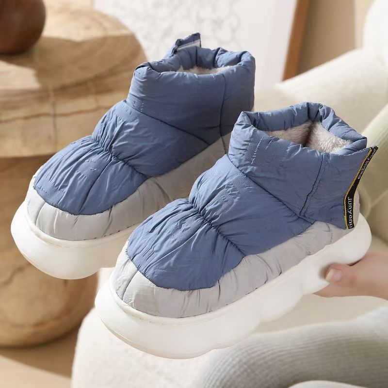 时尚羽绒棉鞋女冬季高帮室内包跟厚底家居家保暖雪地靴冬天可外穿