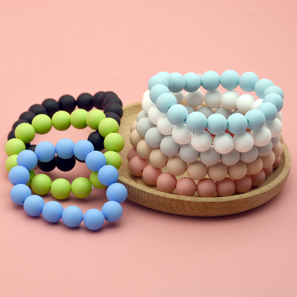 硅胶小圆珠子婴儿奶嘴链儿童饰品磨牙圆珠糖果色硅胶益智串散珠