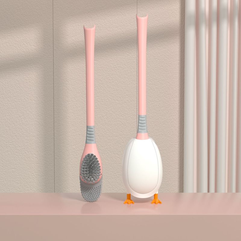ダイビングの小さい黄色のアヒルの便器のブラシは穴を開けないでトイレの清潔なブラシの多機能の壁掛け式のシリコンの便器のブラシのアヒルです。|undefined