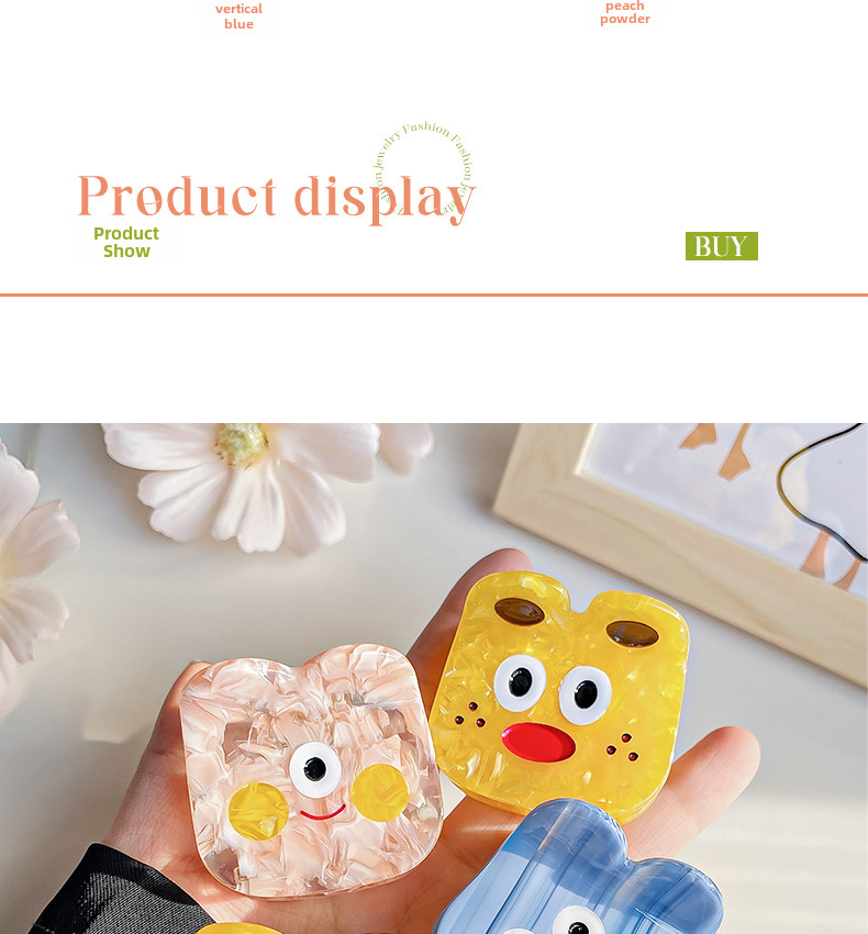 Baifeiya kleine Acetat-Haarspange, süße kleine Monster-Haarnadel, Geisterpferdchen, Mädchen, Herz-Haarspange, hoher Pferdeschwanz, Haarschmuck, Kopfschmuck_voghion.com