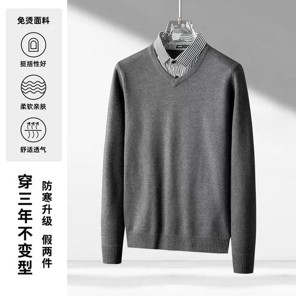 1】Dark gray V-neck