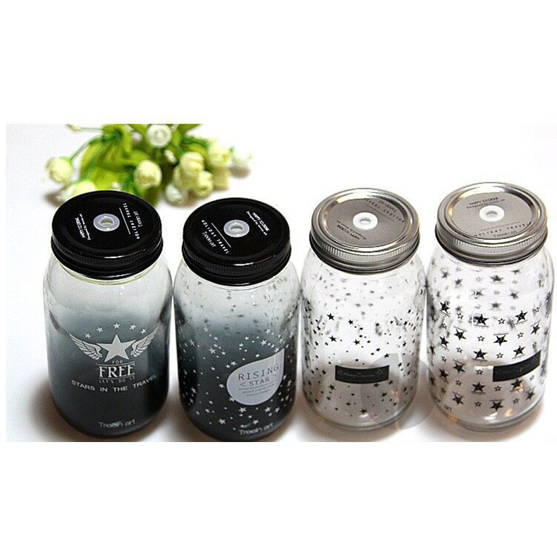 厂家批发大号玻璃水杯韩国创意梅森瓶成人吸管杯子冷饮店果汁杯