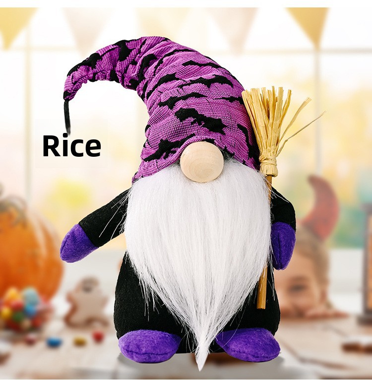 Cross-border New Halloween Decorations Halloween Broom Rudolph Standing Doll Home Window Halloween Decorations_voghion.com