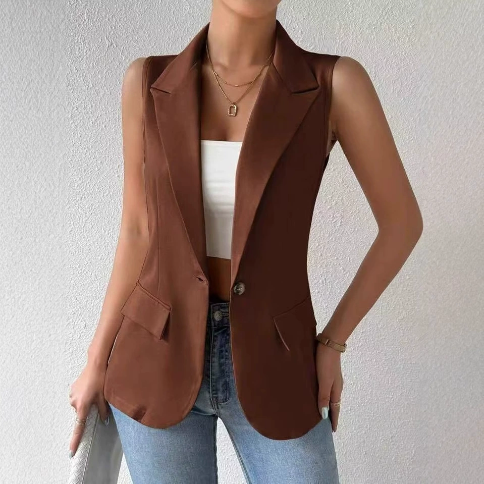 Женский жилет-кардиган нового фасона 2025 года, европейский и американский стиль, популярная модель, элегантный, для работы, без рукавов.
