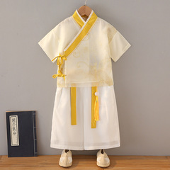 漢服男童2024新款夏季古風帥氣夏季兒童中式國學服小男孩高端古裝