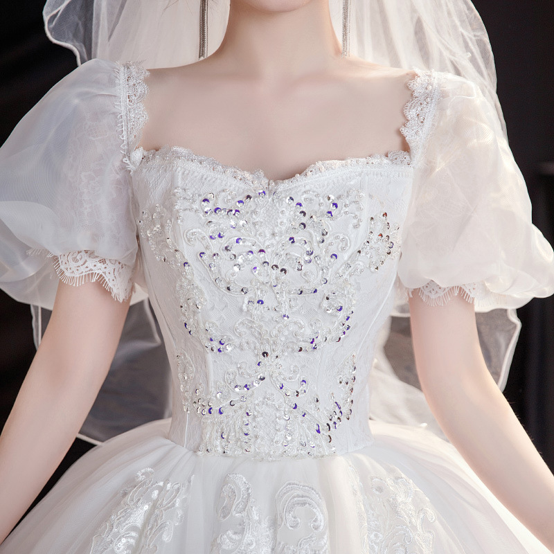 Floor-Length Bride New With Train Simple Elegant Princess Style French Light Main Maternity Petite 2025 Wedding Dress_voghion.com