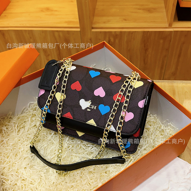 bags蔻家2025新款跨境简约印花单肩包女包拼色时尚风格单肩斜挎包|undefined