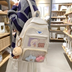 ins透明雙肩背包女高顏值日系甜美大容量高中學生百搭學院書包