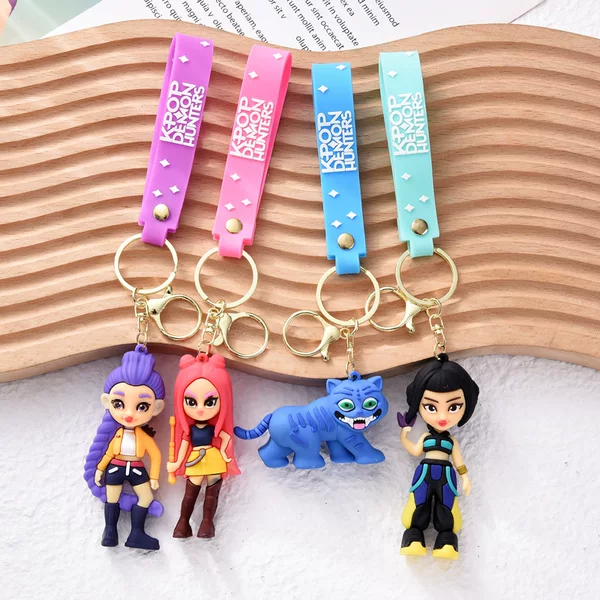 Cross-Border Witch Hunt Girl Group Kpop Cartoon Keychain Silicone Bag Pendant Anime Girl Group Keychain Small Gift