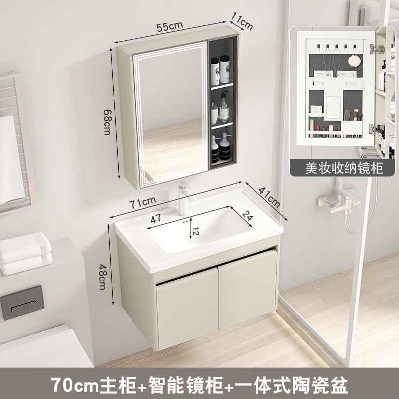 41 ancho de acero inoxidable gabinete de baño de cerámica cuenca integrada pequeño apartamento baño lavabo combinación