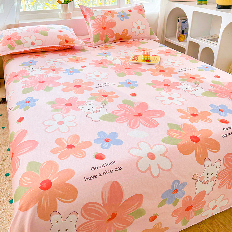 Sábana de algodón grueso de dibujos animados pieza individual 100 algodón dormitorio de estudiantes cama individual de verano pieza de tres piezas doble 1.5