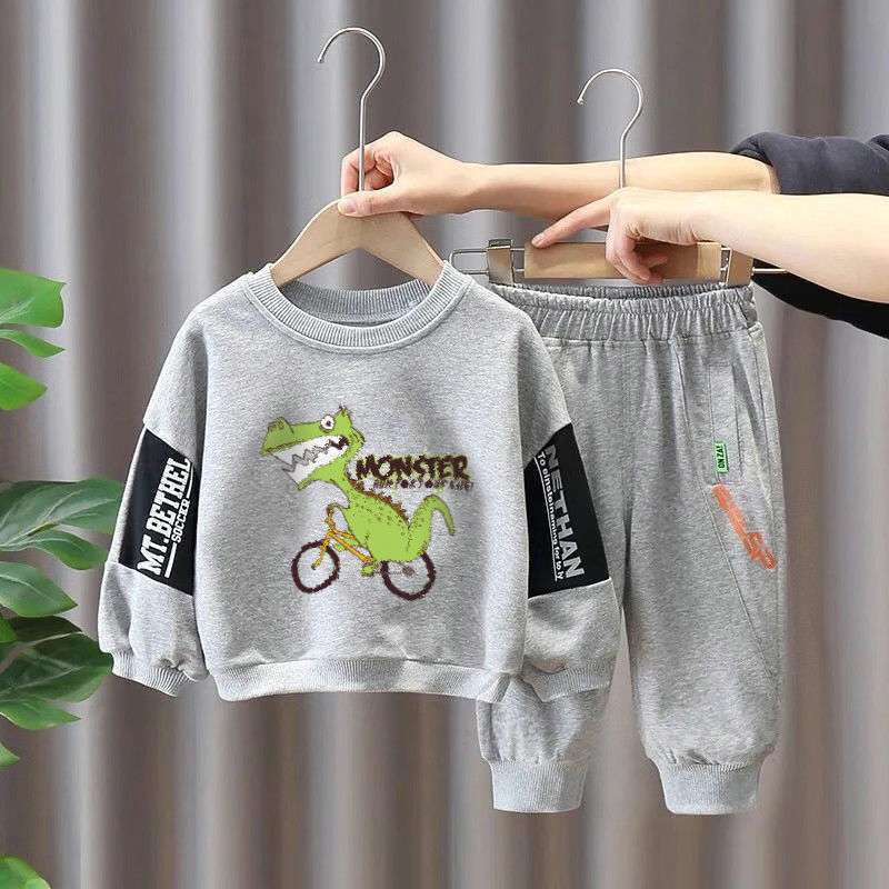 2021 frühling und Herbst Neue Casual ärmeln Kleidung für Jungen Mode Outwear Lange Hosen Zwei Stück Set_voghion.com