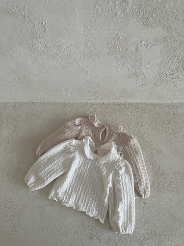 Korean style spring style baby girl's fungus-edged doll collar pure cotton bottoming shirt ins children's versatile casual top trendy