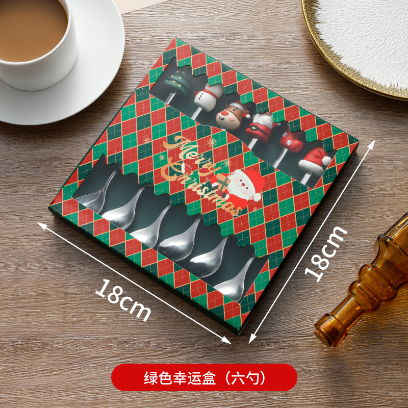 Cuchara de Navidad transfronteriza cuchara de dibujos animados cuchara de muñeco de nieve creativa de alto valor de cara cuchara de postre de Navidad horquilla de regalo cubiertos