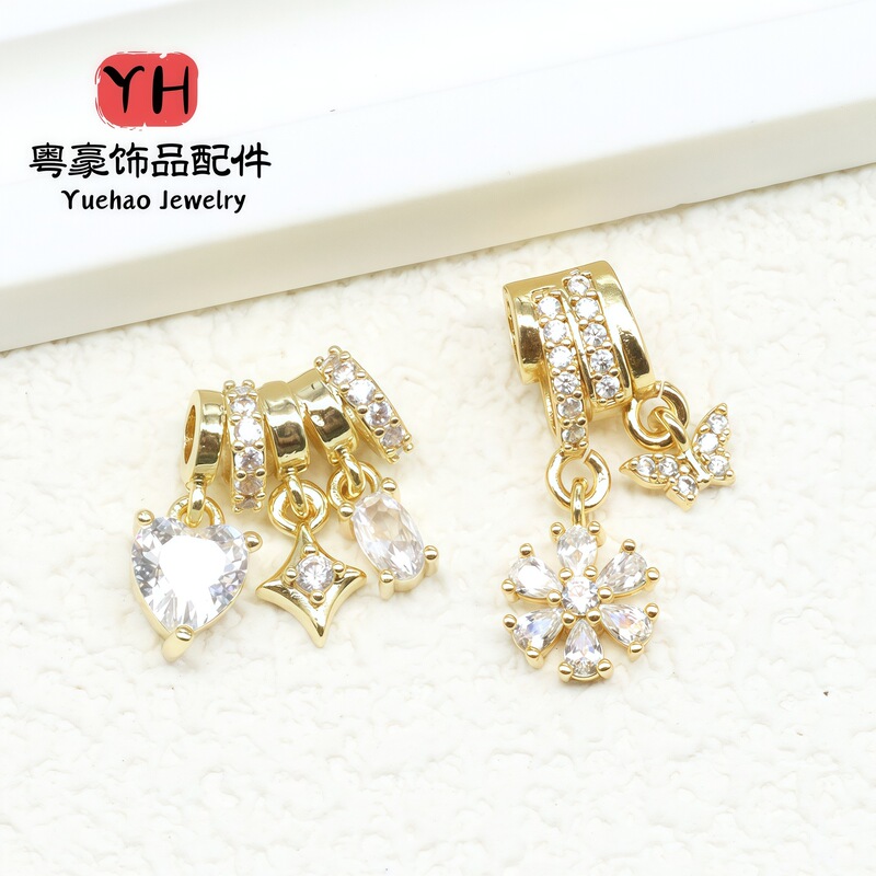 14K Gold-Filled Color-Preserving Inlaid Zircon Tassel Spacer Beads DIY Bracelet Necklace Beaded Jewelry Accessories