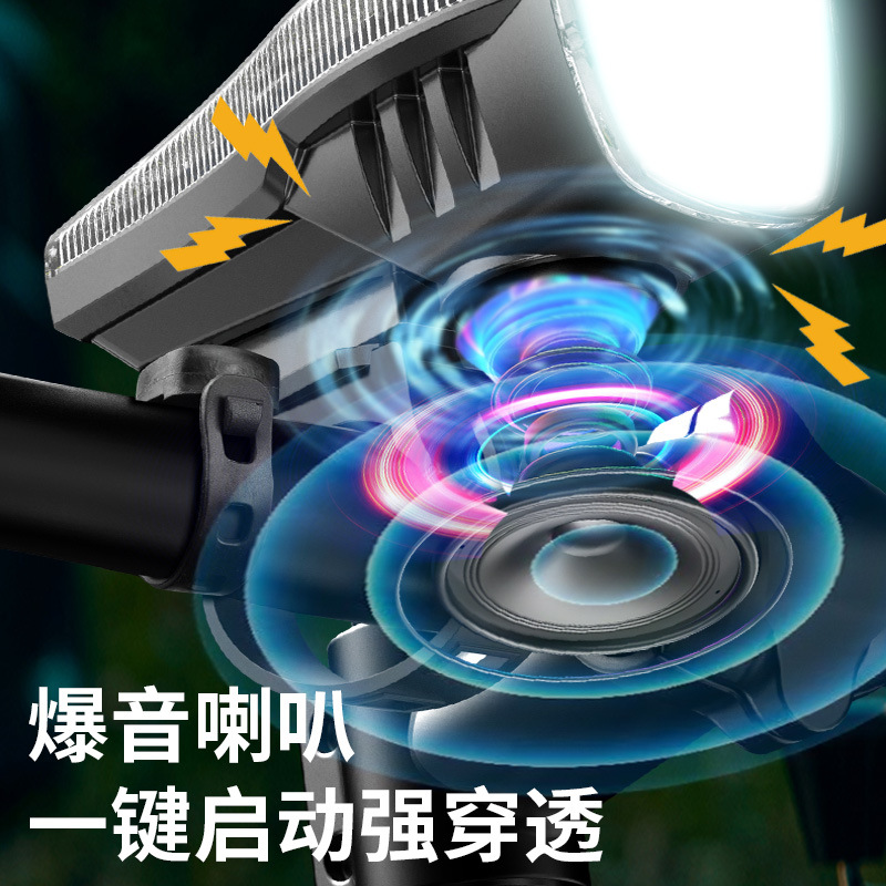 Nueva luz de bicicleta al aire libre inalámbrica altavoz transparente 4 luces accesorios de faro de bicicleta digital