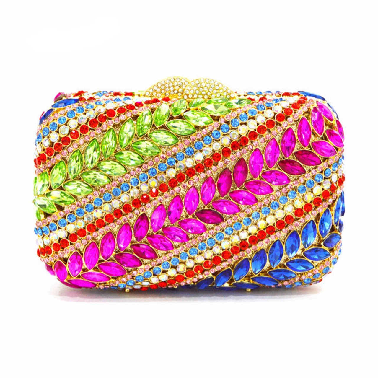 Túi clutch dạ hội đính kim cương xếp ly nhỏ khóa từ tính — Cá tính đặt làm chi tiết 7