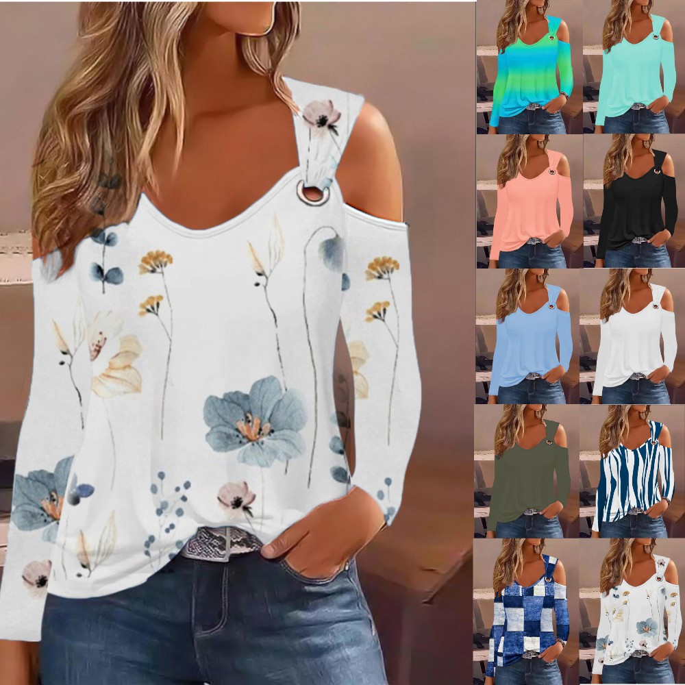 210g Weight Long Sleeve Sleeve Length Pullovers Placket Type Wholesale Women's Casual Printing Long Sleeve Blouses