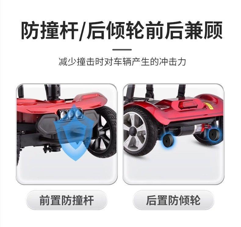 Folding Mobility Scooter for the Elderly, Compact, Lightweight, Convenient, Small Four-Wheel Anti-Rollover Lithium Battery Electric Scooter