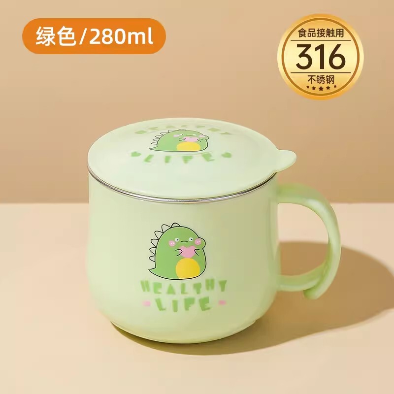 儿童水杯316不锈钢家用防摔带盖口杯宝宝幼儿园女孩喝水直饮 杯子|undefined