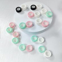 厂家直销多色隐形近视眼镜配件双联盒马卡龙简约美瞳护理伴侣盒