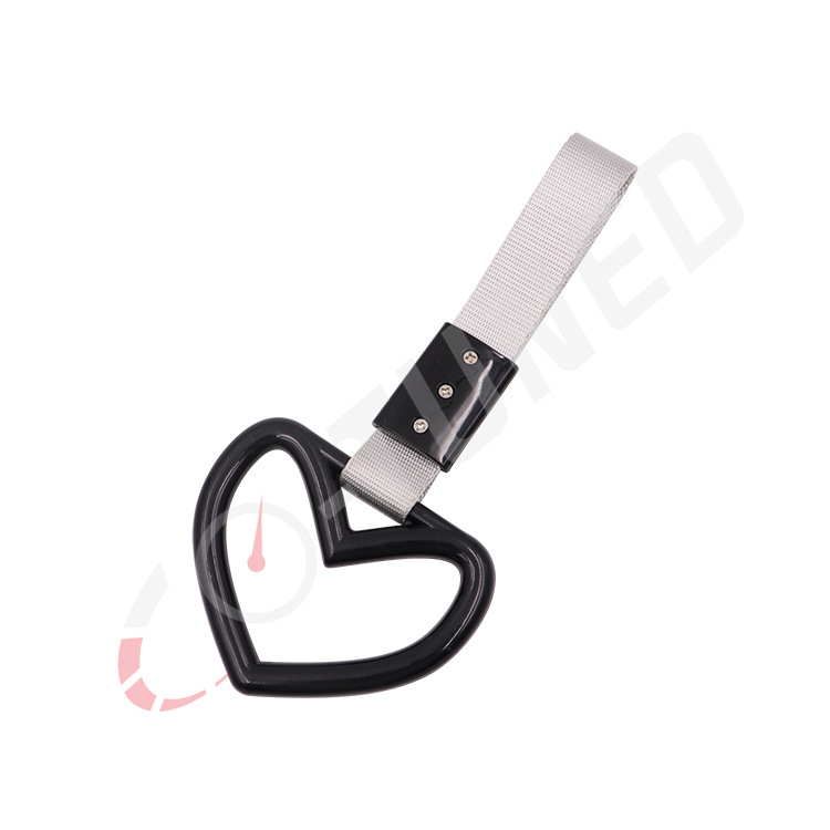 JDM gran decoración de coches en forma de corazón cinturón de plata anillo colgante parachoques trasero anillo de advertencia amor en forma de corazón coche redondo mano tirón