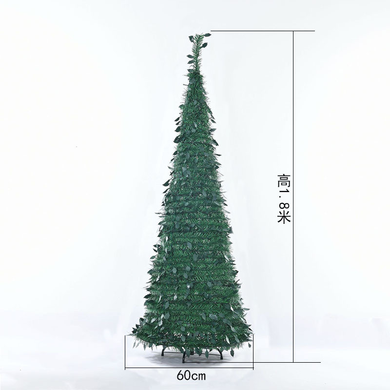 Nueva decoración navideña transfronteriza, árbol de Navidad de PVC realista para hotel, de pie, flocado, con diseño de lápiz, plegable, venta al por mayor de fábrica.