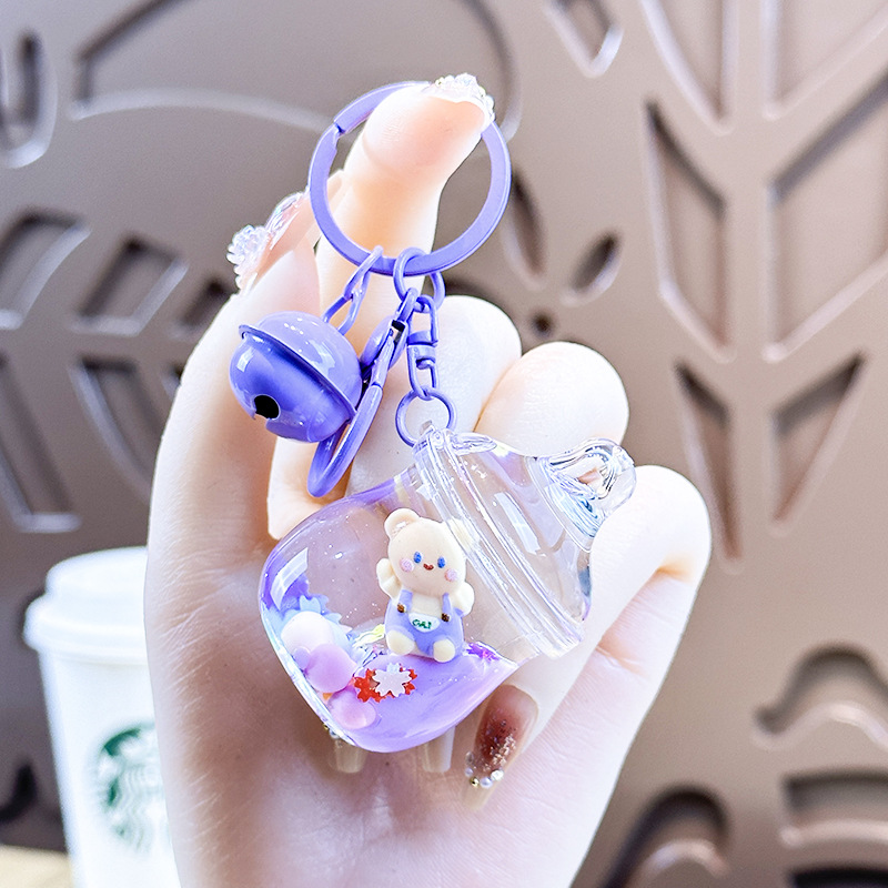 Cartoon Dream Bear Girl Keychain leche rosa muñeca adorable bolso de pareja colgante pequeño regalo al por mayor