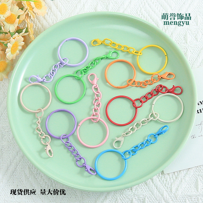Colorful Painted Four-Section Chain with 303 Lobster Clasp Key Ring Keychain Jewelry Pendant Hardware Materials Wholesale Colorful Painted Four-Section Chain with 303 Lobster Clasp Key Ring Keychain Jewelry Pendant Hardware Materials Wholesale