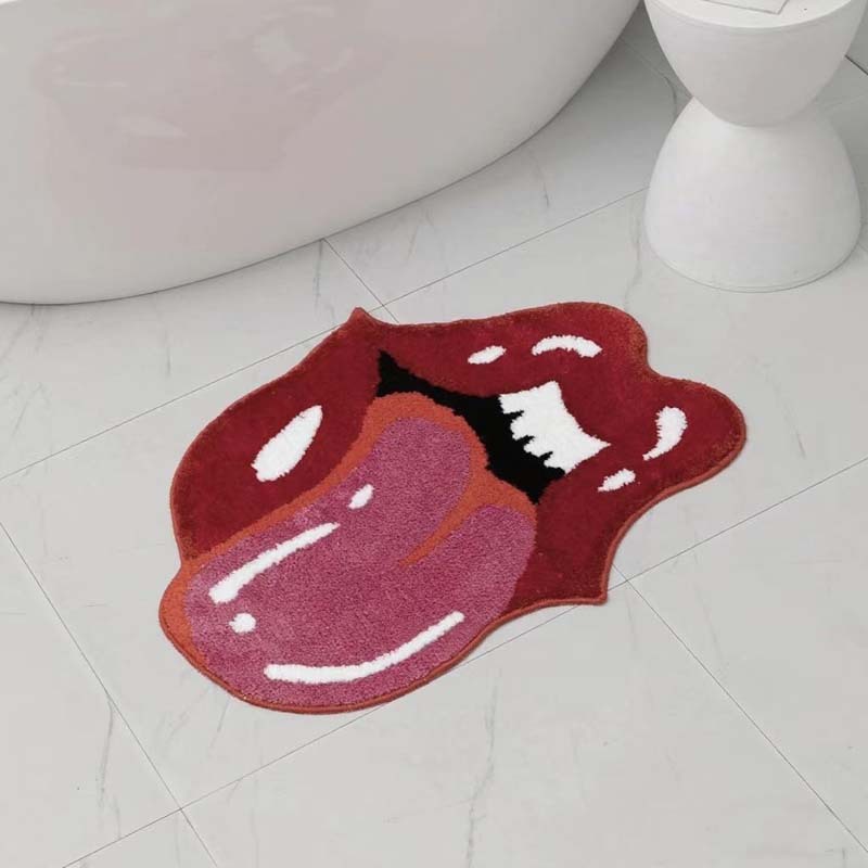 クロスボーダーバスルームフロアマットハロウィンレッドリップバレンタインデー模造カシミアフロアマットトイレバスルームお手入れ簡単吸収性|undefined