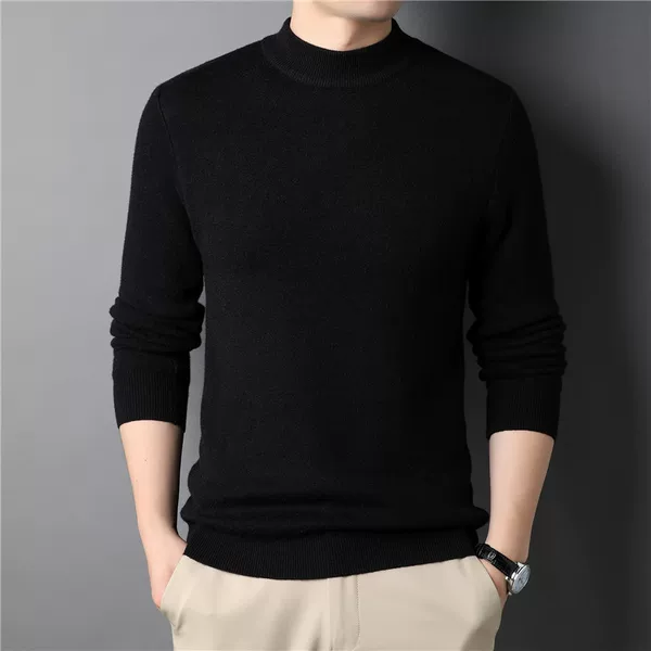 Half-Turtleneck Knit Sweater for Men, Slim-Fit Solid Color Base Shirt, Autumn and Winter, Exclusively for Amazon, One-Piece Dropshipping