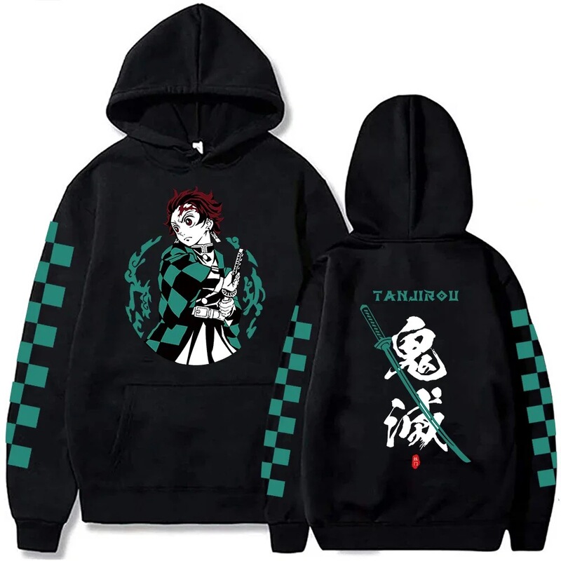 Demon Slayer Japanese Anime Plus Size Hoodie Tanjiro Kamado Unisex Sweatshirt Y2K Harajuku