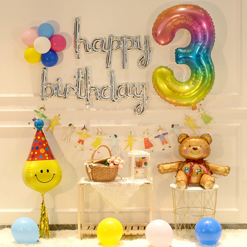 День рождения, день рождения, воздушный шар, украшенный сценой фона, мальчик, девочка, ребенок, ребенок, красная мультипликационная вечеринка