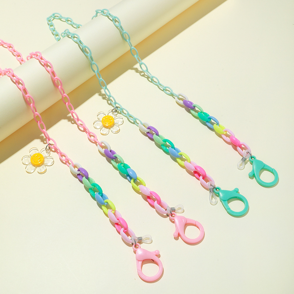 Acrylic Chain Hang Rope New Trendy Fresh Daisies Candy Color Sunflowers Dual Color Acrylic Eyeglass Chain