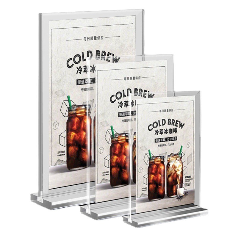 Cross-Border Acrylic Table Card Display Card A4 Pull-Out Table Sign A5 Price Tag T-Shaped Price Stand A6 Desktop Table Sign