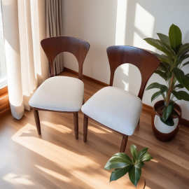 北欧实木中古家用白蜡木餐椅蝴蝶靠背椅家用时尚化妆椅