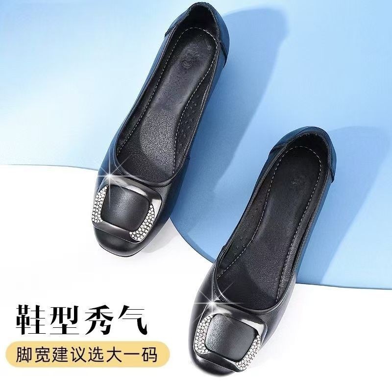 2026 primavera y otoño nuevo tacones bajos zapatos de trabajo de suela suave zapatos de cuero zapatos de tacones gruesos zapatos de mujer