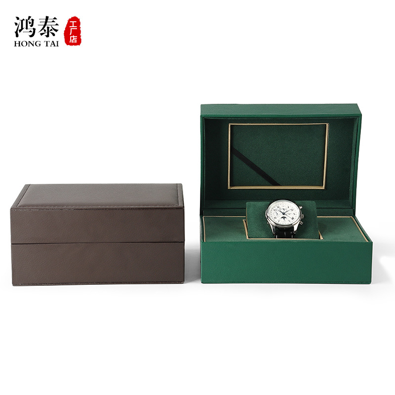 High-end PU leather watch storage box, right-angled watch box with flip lid packaging box, jewelry accessories box for wholesale