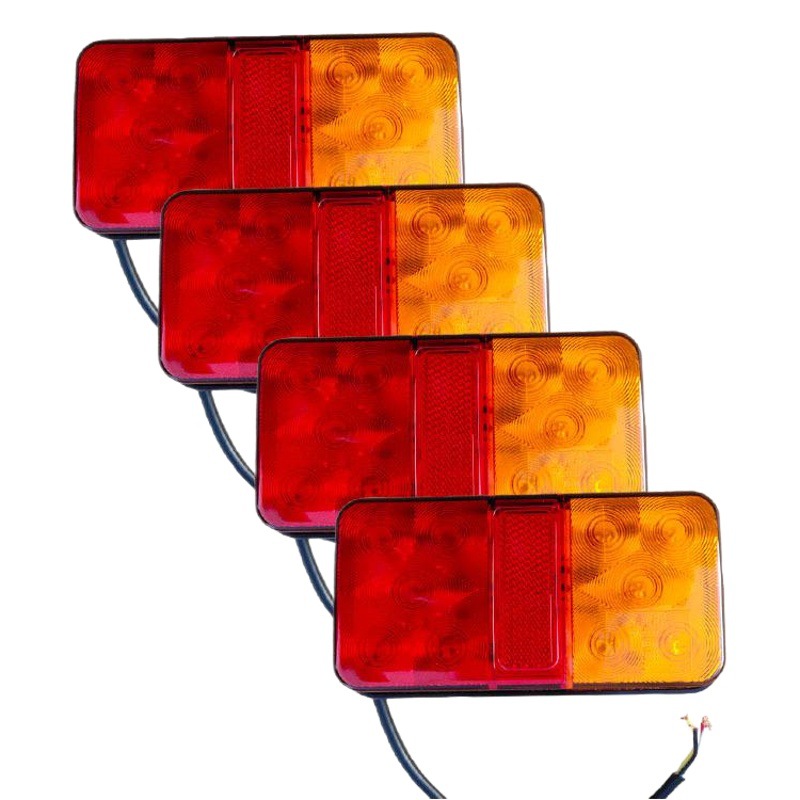 Supply of 10 Led Red and Yellow Truck Tail Lights, 24V Car Rear Tail Lights, 12V Led Trailer Side Lights, Wide Voltage Compatibility