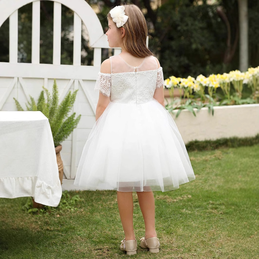 Princess Dress For Children Summer Short Sleeved Tulle Skirt Outfit Stylish Girls Clothing Casual Daywear For Kids【Pre-sale | Ships In 15 Days】_voghion.com