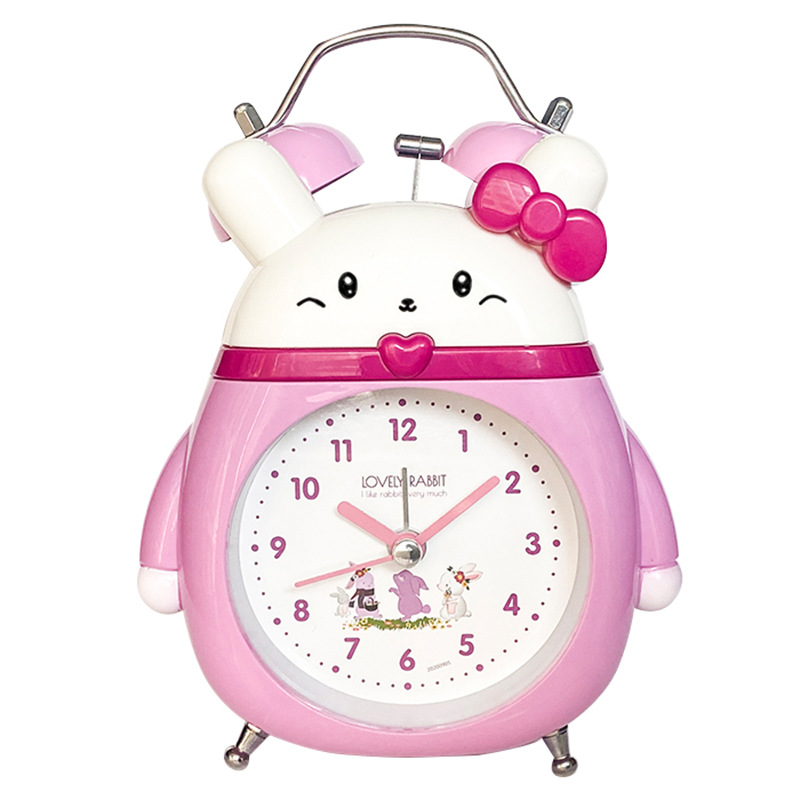 Directo de fábrica lindo animal conejito campana despertador estudiante niños mudo reloj creativo reloj despertador al por mayor