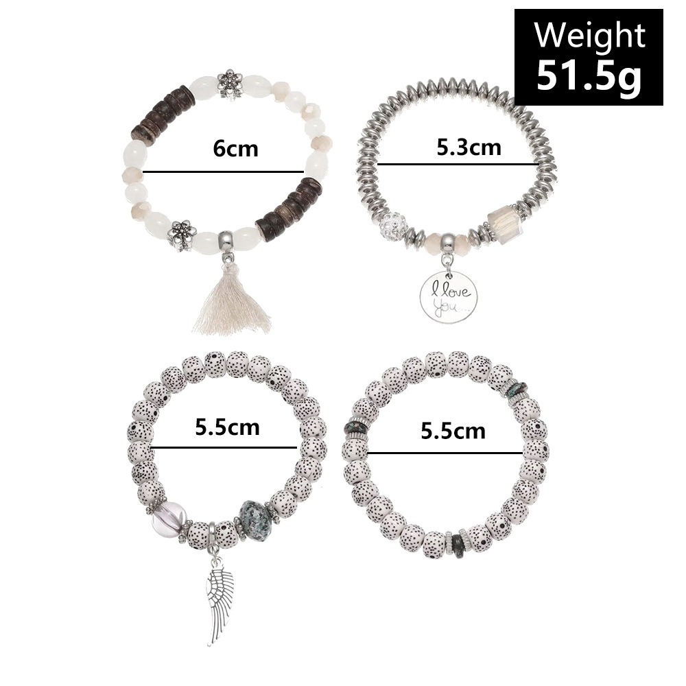Fashion Gray Crack Stone Beads Mixed Color Round Tassel Bracelet display picture 2